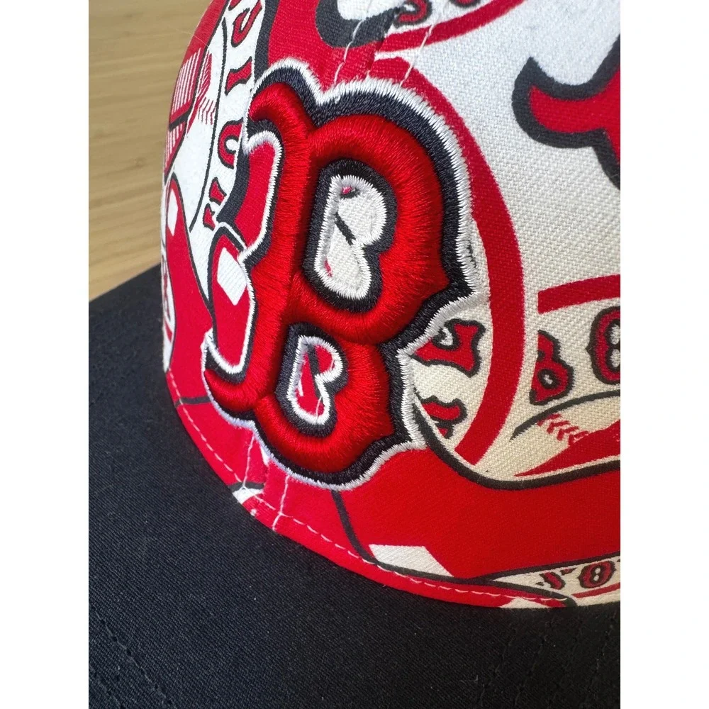 Boston Red‎ Sox Snapback Hat Mens Red White All Over Print MLB Fenway Collection